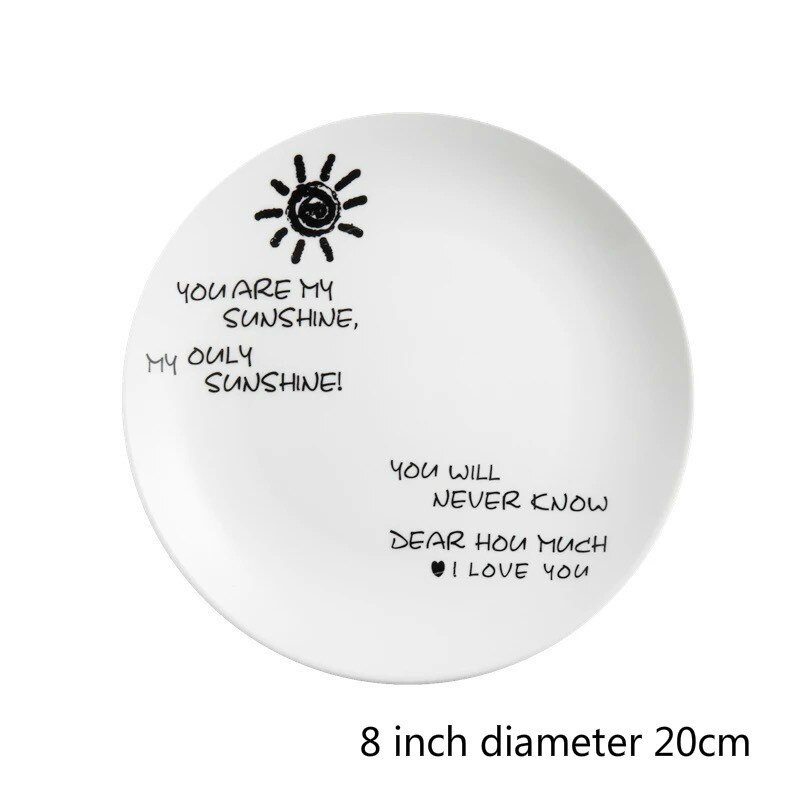 Creatieve Japanse Keramische Plaat Lage Bone China Schotel Set Brief Eenvoudige Paar Ontbijt Plaat: Style E