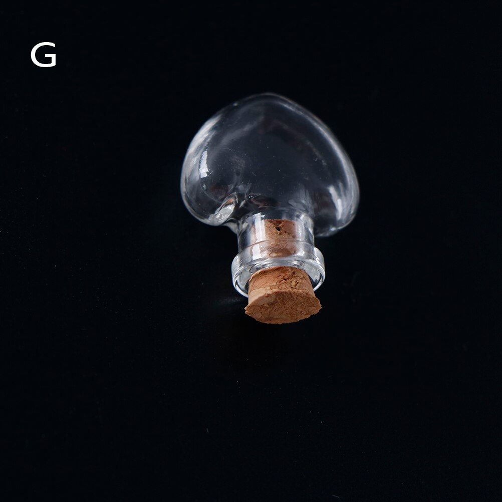 10 Shapes Mini Glass Bottles Key Chain Pendants Small Wishing Bottles With Cork Vial Arts Jars For Bracelets 2.4cm: 7