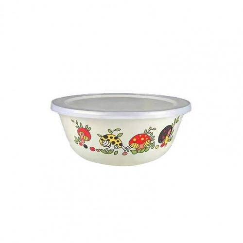 Durable Enamel Bowl Multifunctional Enamel Basin Handicrafts Wrapping Edge Delicate Tableware Soup Basin: 16 cm
