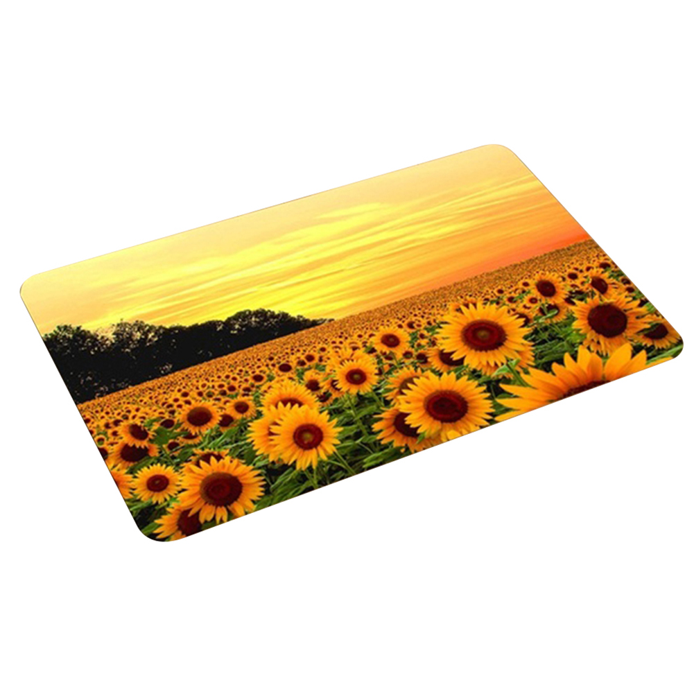 Sunflower Flannel Non-slip Water Absorption Door Mat Carpet Floor Bathroom Decor