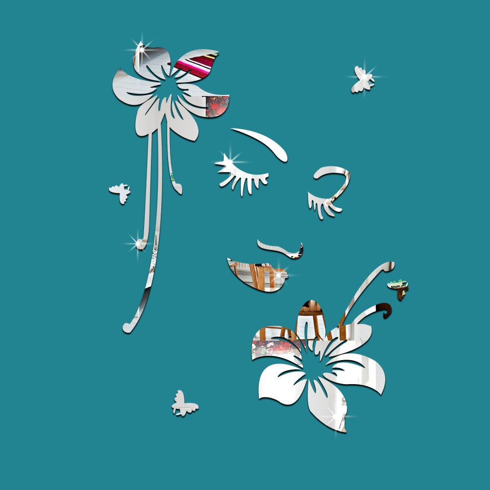 Bloemen spiegel muursticker 3d tv achtergrond stickers doe-het-zelf muurdecoratie sticker stickers kunst muurschildering slaapkamer badkamer decoratie