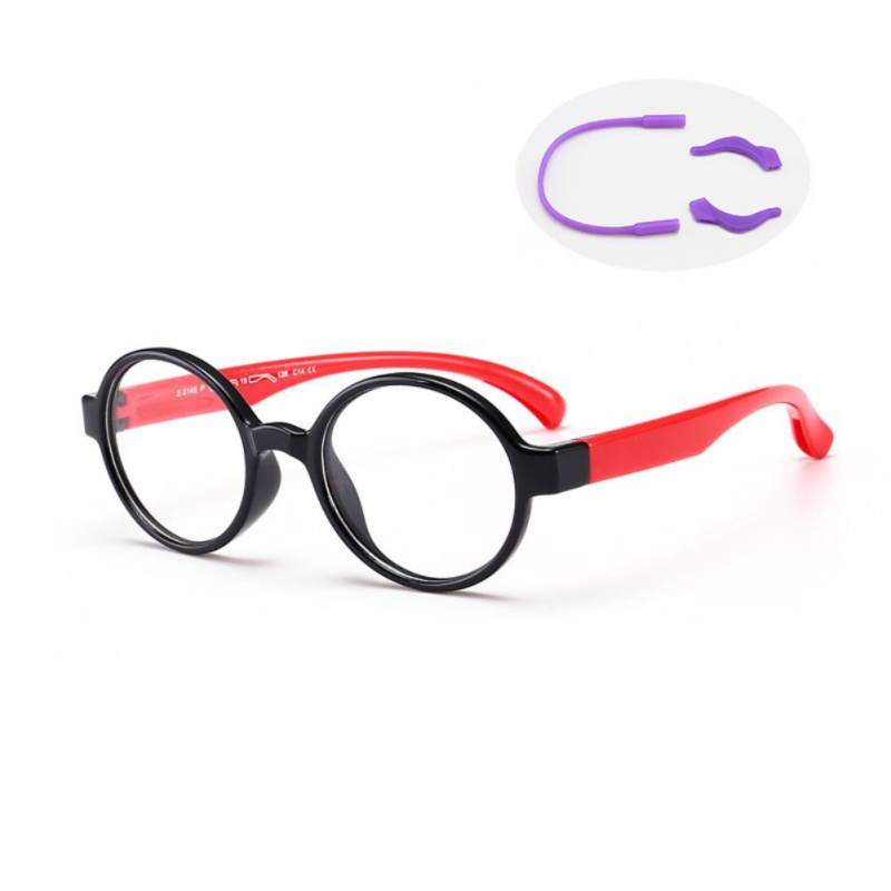 Anti-blue Light Goggles Eyewear Frame Children Optical Glasses Flexible One-piece Safe Eyeglasses Plain Mirror Silicone: EP0217C14S