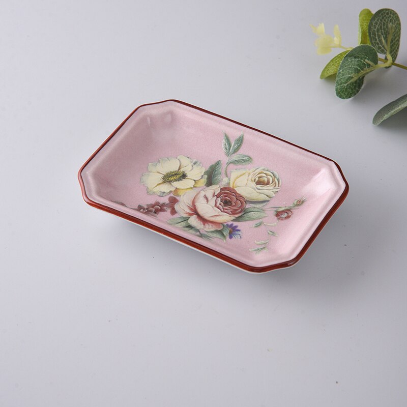 1pc Europäischen Blume aufbringen Keramik Seifenschale Seife Verpackung Boxen Haushalts Schlecht Lagerung Liefert Toilette Dusche Liefert: B