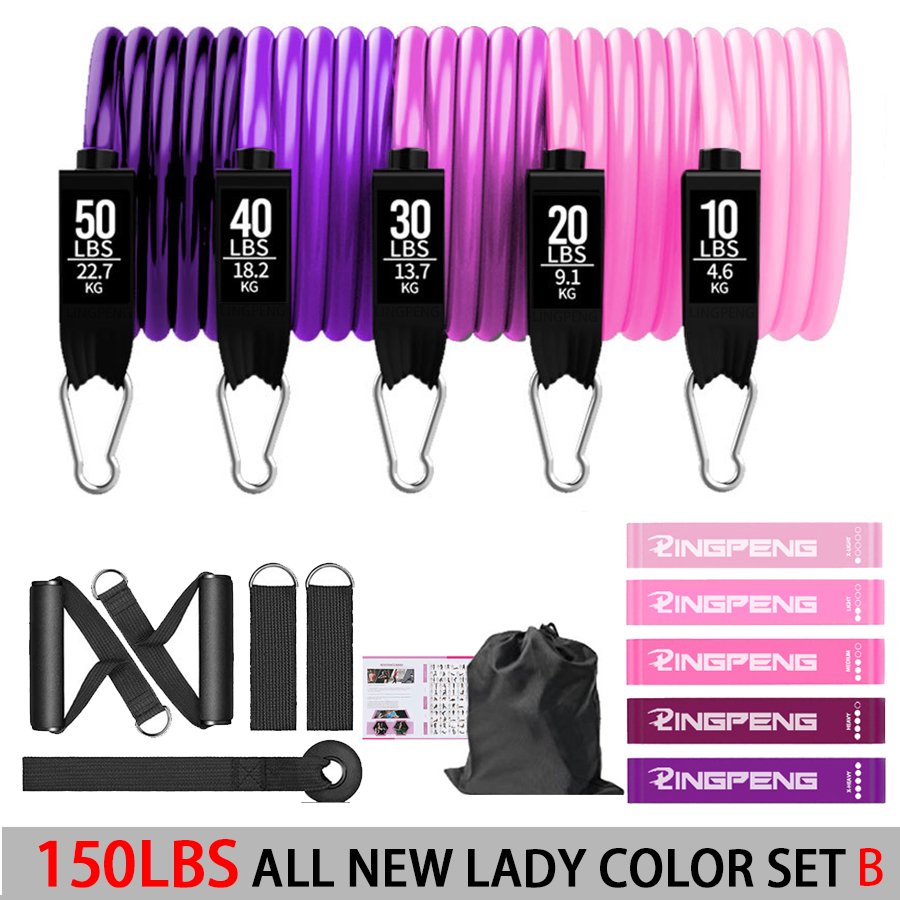 5 Stackable Exercise Bands with Handles 5 Resistance Loop Bands for Resistance Training Physical Therapy Home Workouts: 150LBS PURPLE SET