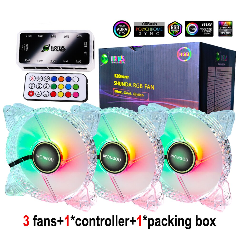 Case For pc Computer cooler 120mm PC Cooler Fan RGB Adjustable Speed Adjust LED 12cm Kit 3 Computer Argb Case Fans Controller: Nebula R