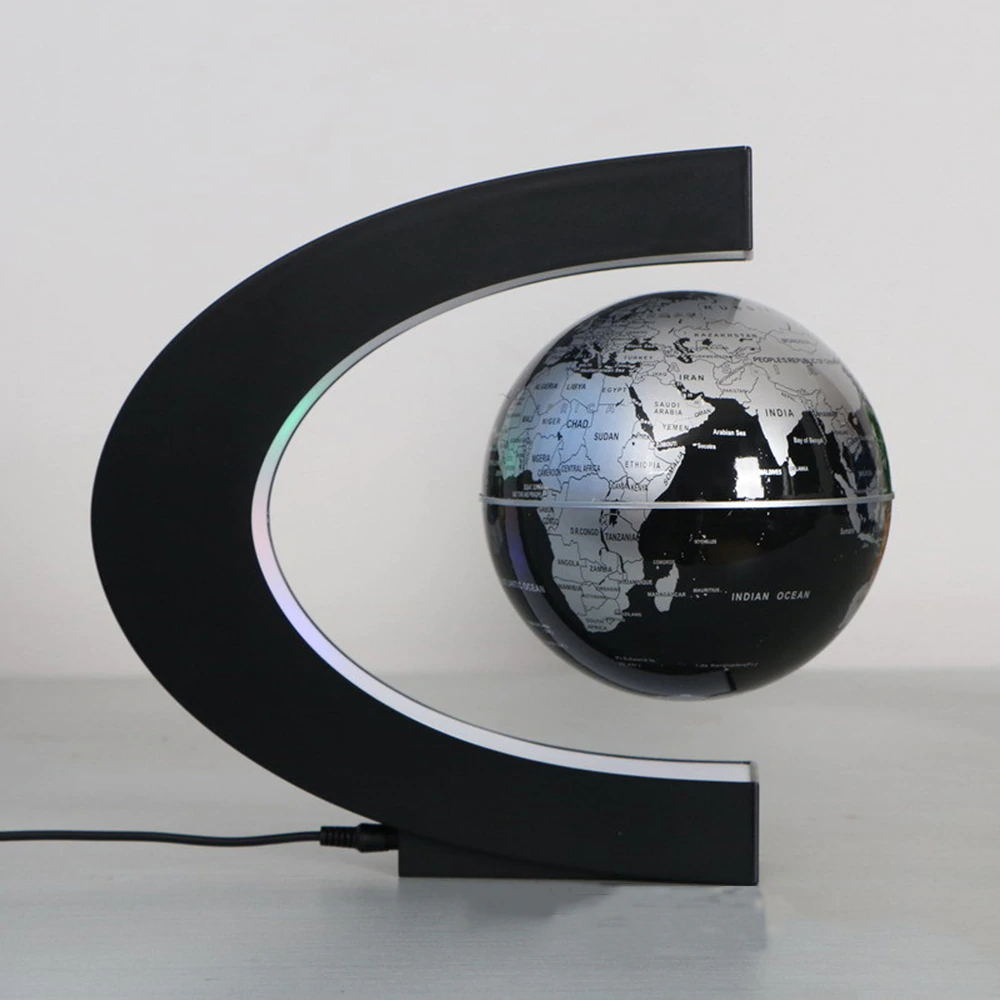 1 Pcs Anti-Zwaartekracht Maglev Globe Ornamenten Perpetual Motion Machine Office Desktop Speelgoed Decoratie Beeldjes Tool Accessoires: Zilver