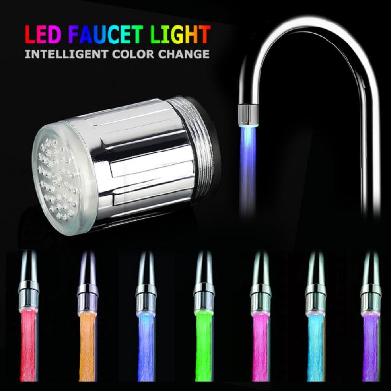 changeante lueur lumière-up LED robinet d'eau cuisine robinet de douche robinet lumineux buse tête salle de bain lumière 3 couleur 7 couleurs: 7 Colors Adapter