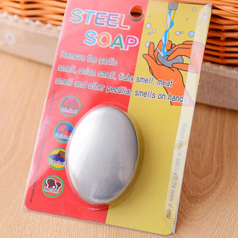 Jabón de acero inoxidable, forma ovalada, desodoriza el olor de las manos, elimina el olor mágico, barra de cocina