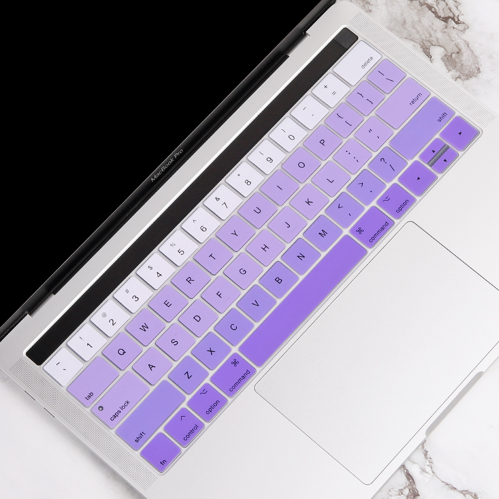Ons Gradiënt Kleurrijke Silicone Toetsenbord Cover Skin Voor Macbook Pro 13 15 Inch Touch Bar A2159 A1989 A1990 Toetsenbord protector: Gradient Purple