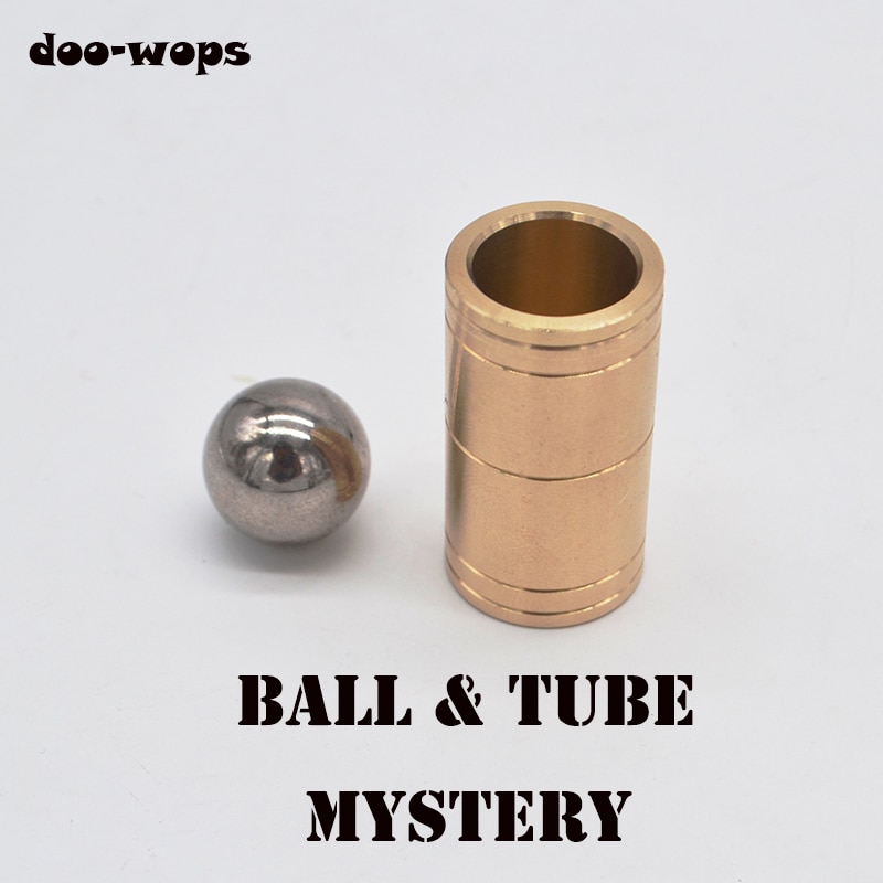 Ball & Tube Mystery (Brass) Magic Tricks Steel Ball Sink Down Into Tube Magia Close Up Illusions Props Gimmick Mentalism Easy