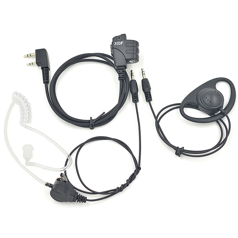 Xqf Politie Bewaker Oortelefoon Dual Gebruik Headset Microfoon Ptt Voor Baofeng UV5R UV-5RA Plus Puxing PX-777 PX-888K Hyt TC-268