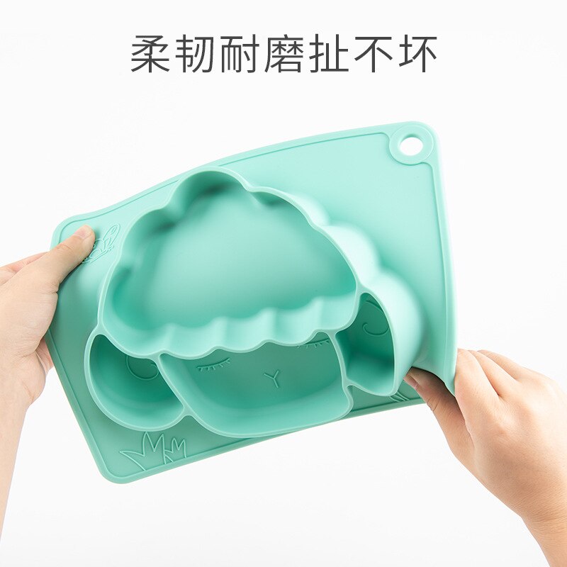 Plato de silicona para bebé, plato antideslizante para alimentación de ovejas, plato dividido, vajilla para niños y niñas