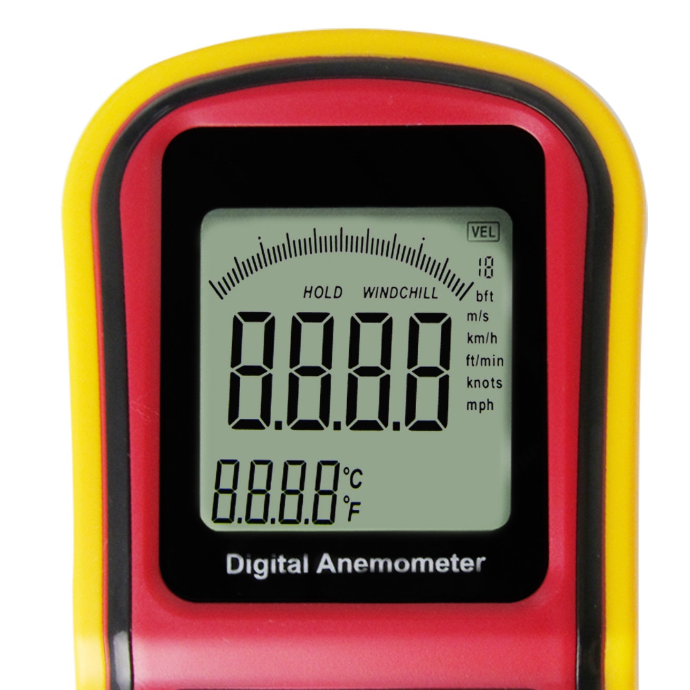 Thermo-Anemometer Luchtsnelheid en Temperatuur Meten Beaufort Wind Schaal Staafdiagram USB Probe 0 ~ 45 m/s m /s, km/h, m/min, mph