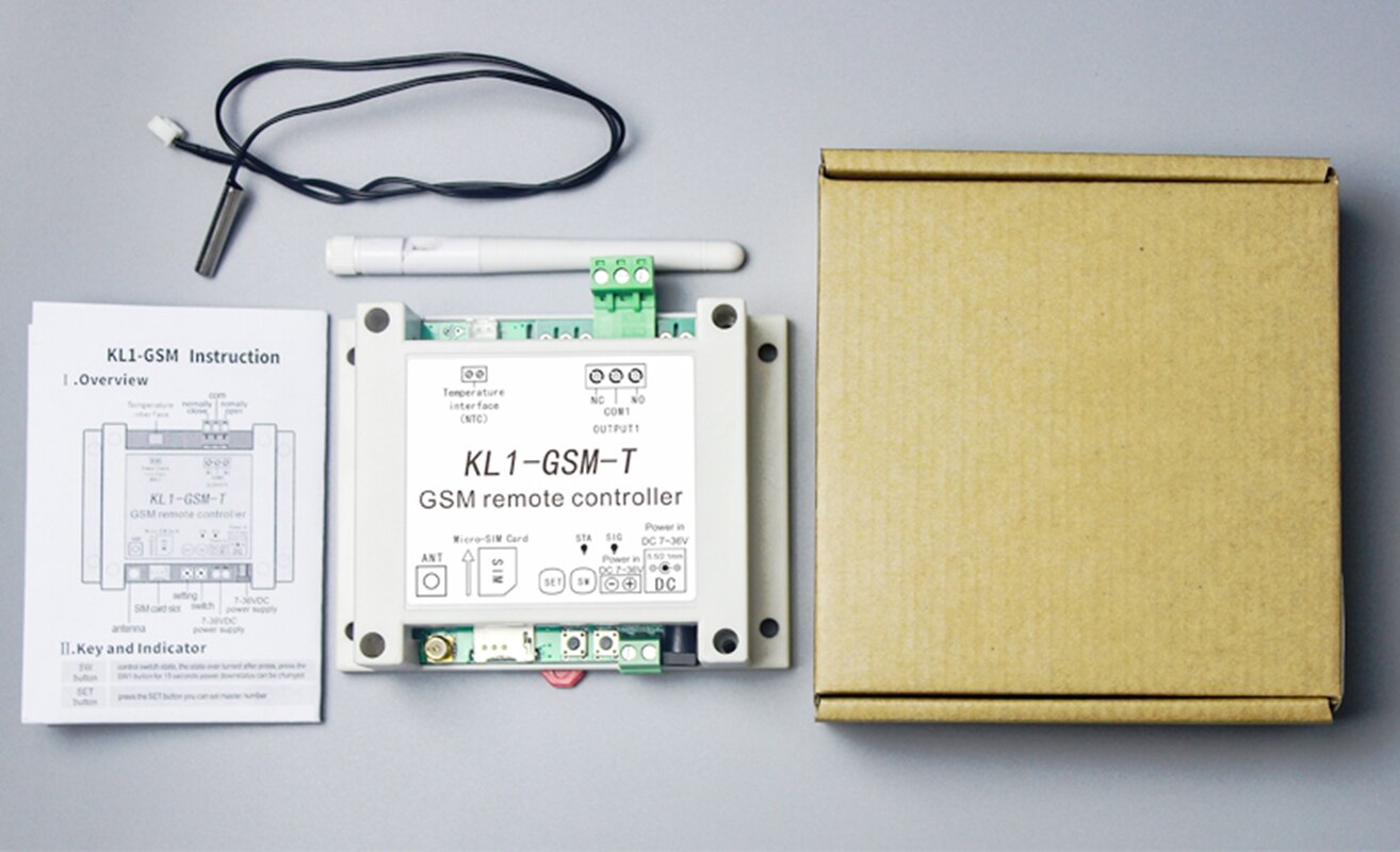 Wireless APP Remote Control GSM SMS Switch KL1-GSM-T With Temperature Tensor Supports 10A Output