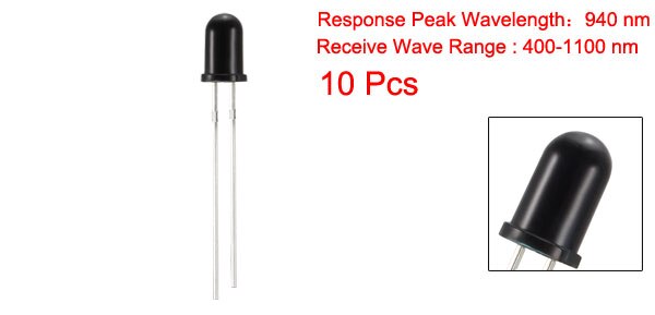 uxcell Photosensitive Diode Photodiodes Light Sensitive Sensors Round Head Receiver Diode 5mm 10pcs Black: Default Title