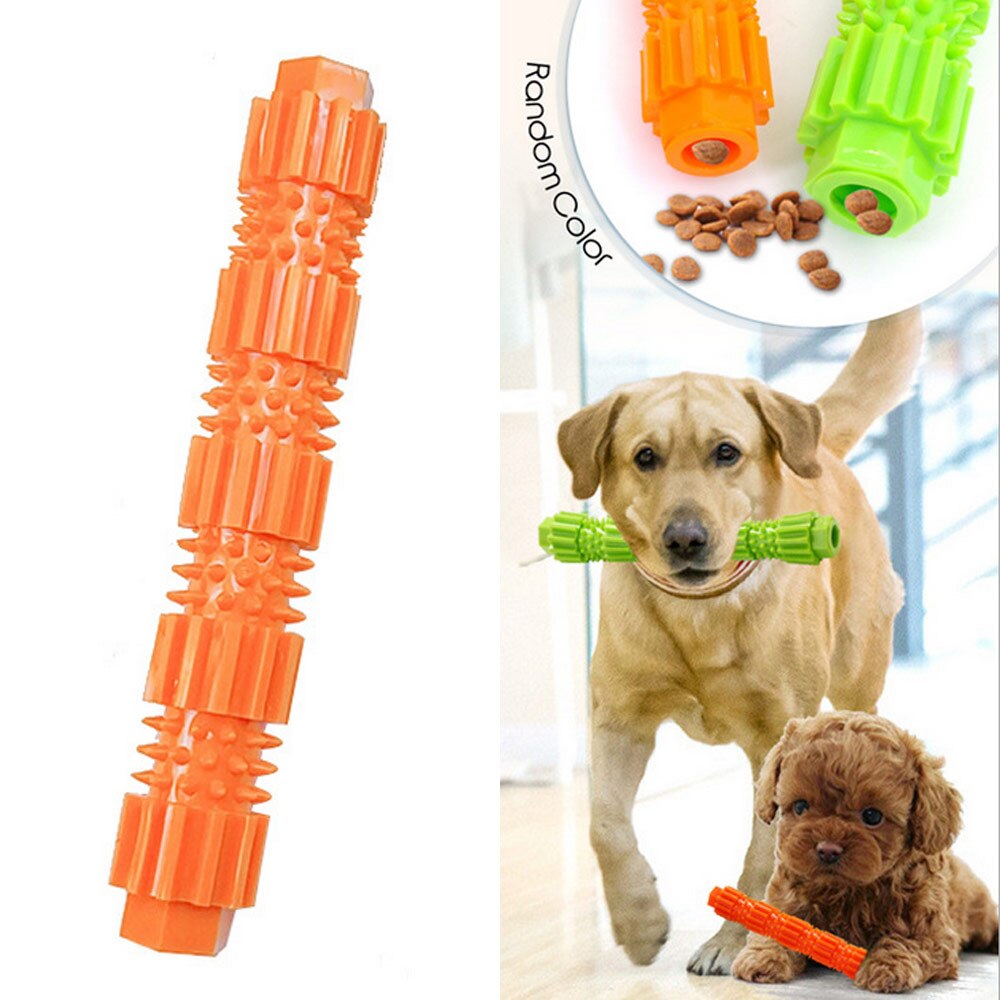 Pet Dog Toy TPR Bite-resistant Food Molar Stick Puzzle Training Bite Toy Can Put Snacks Dog Chew Toys For Small And Medium Breed: Orange / L
