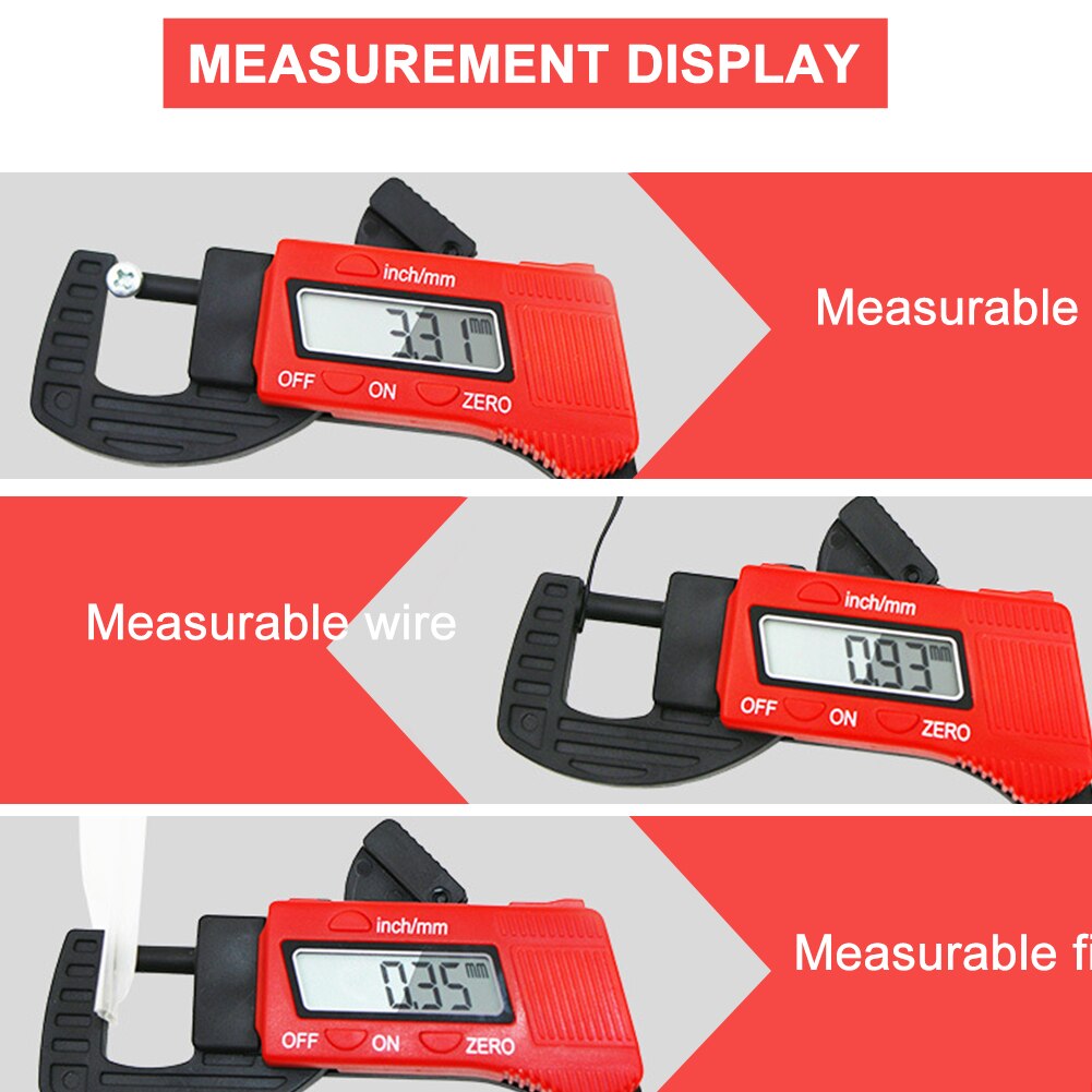 Micrómetro de espesor de 0 a 12,7mm, herramienta de medición , Mini calibrador de espesor Digital