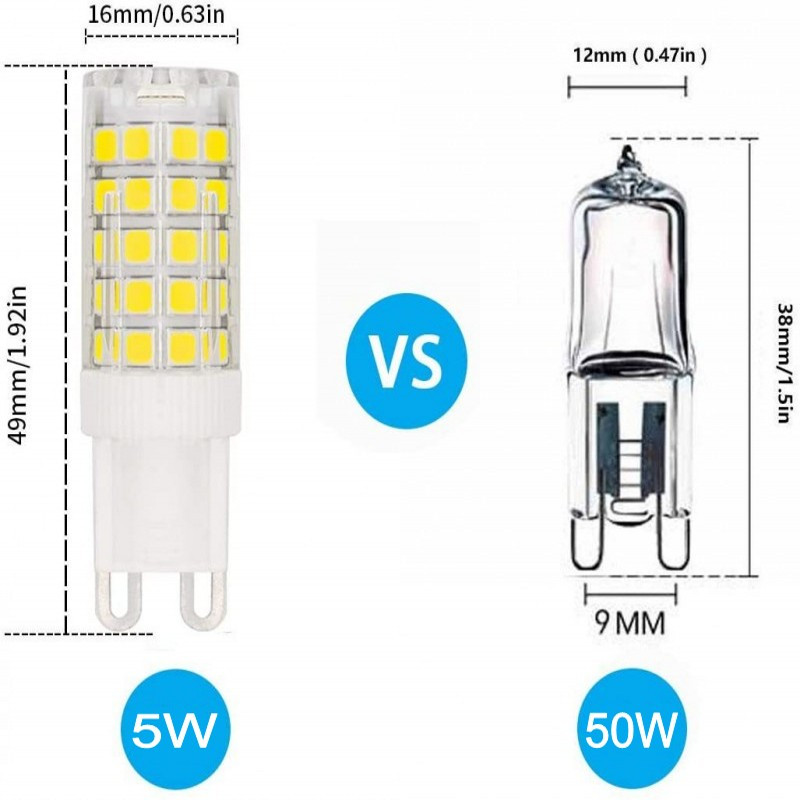 Lámpara LED G9 más brillante AC220V 5W 7W 9W 12W bombilla LED de cerámica SMD2835 foco blanco cálido/frío reemplaza la luz halógena