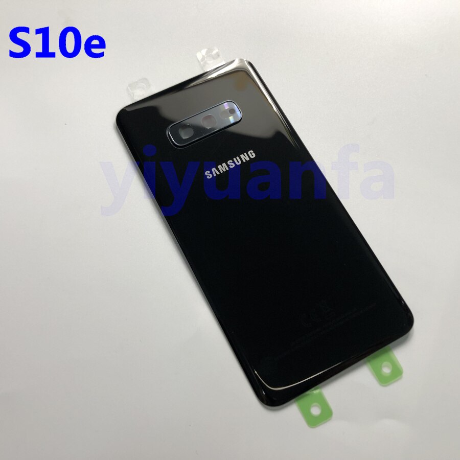 Samsung-recambio de carcasa trasera de batería para Galaxy S10, G973, S10 Plus, G975, S10E, piezas de reparación + Marco de lente de cristal de cámara: S10e black