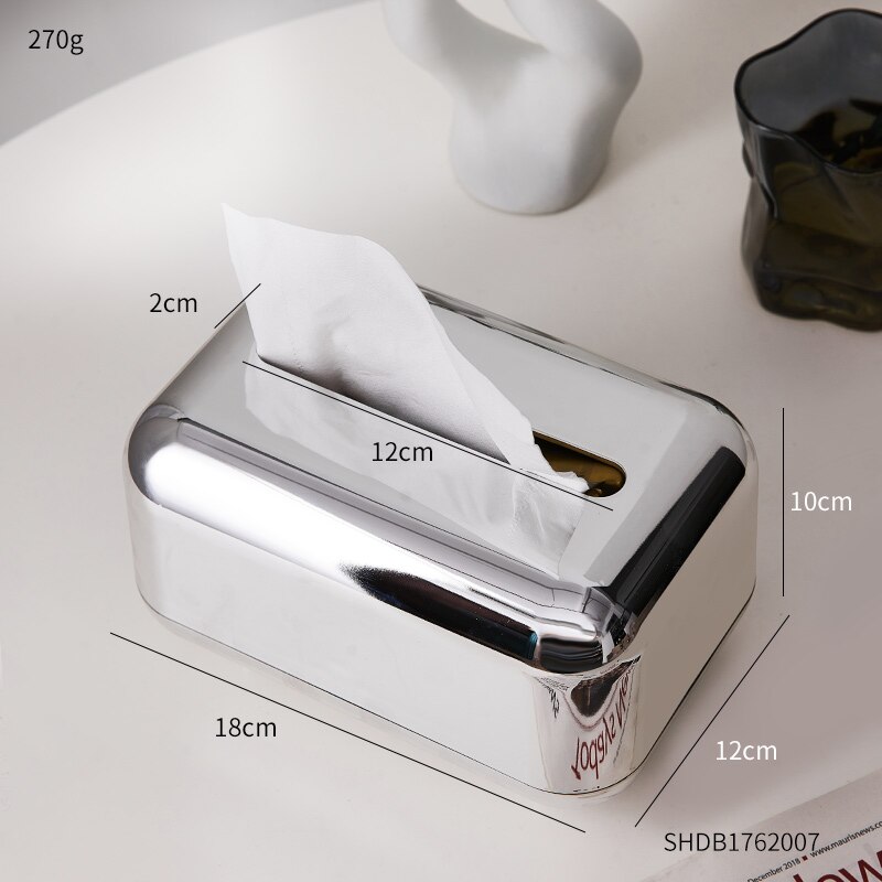 Tissue Box Holder Modern Tissue Boxes Home Decoration Bathroom Napkin Holder Living Room Decoration Decorative Box Napkin Holder: A-Silver