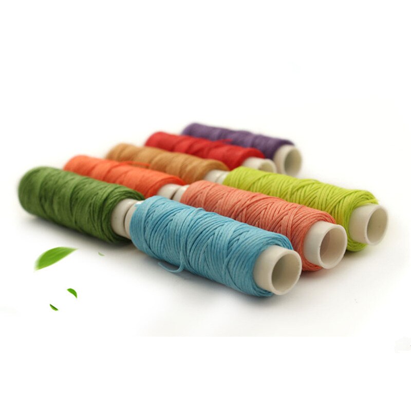 10Pcs 0.8MM 15MM Flat Waxed Sewing Line Thickness Waxed Thread For Leather Waxed Cord For Leather Craft Hand Stitching Thread