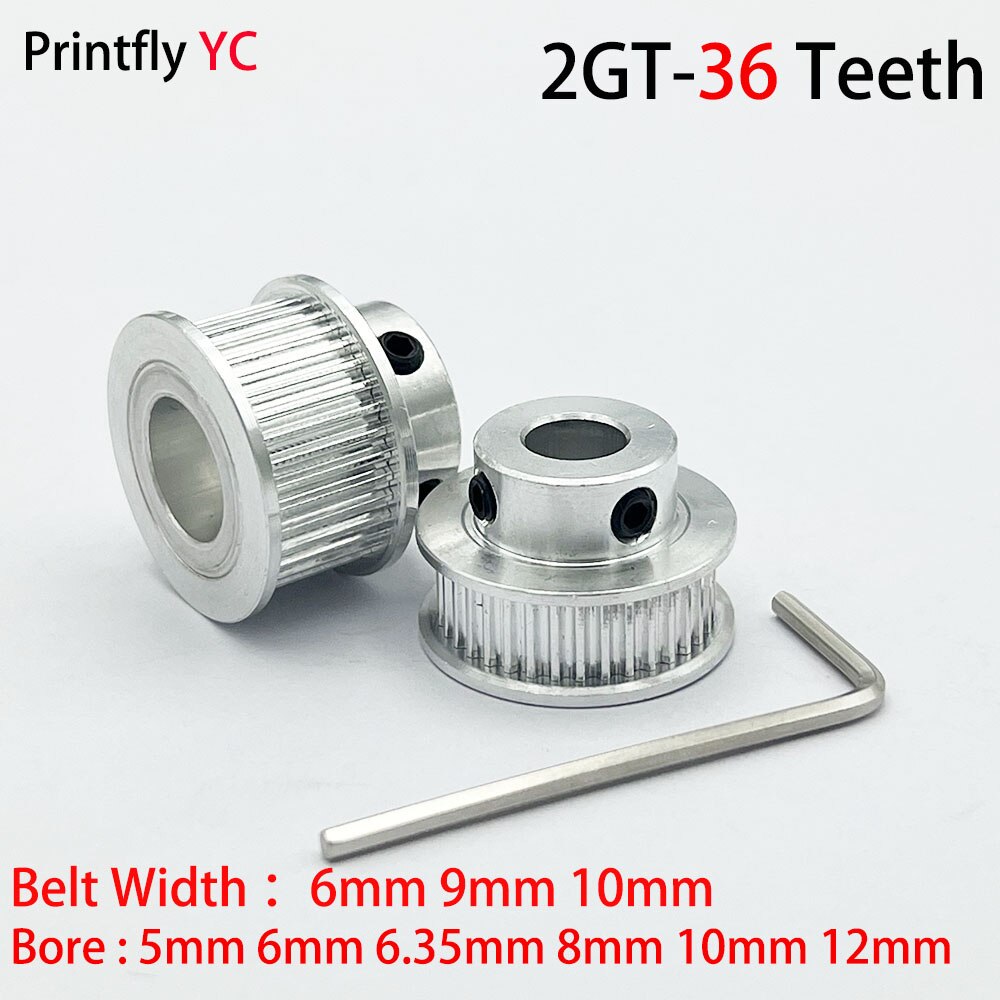 3D Drucker Parts36 Zähne 2GT Timing Pulley Bohrung 5/6/6.35/7/8/10mm für GT2 Öffnen zahnriemen breite 6/9mm kleine spiel 36Tee