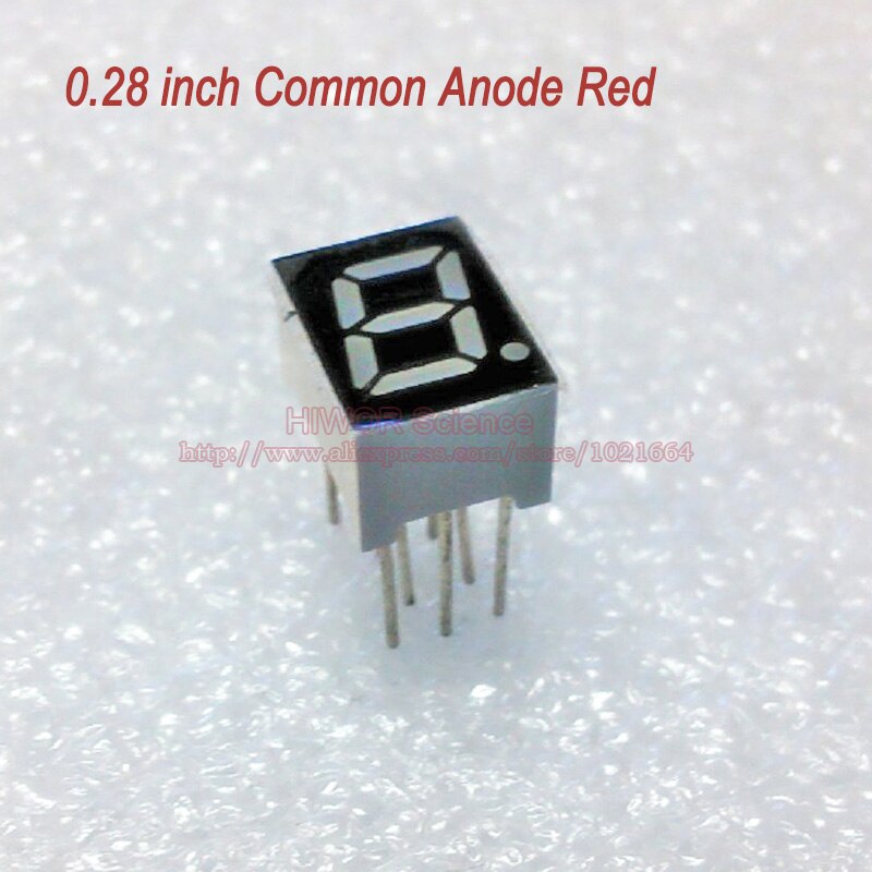 (10pcs/lot) 10 Pins 2811BR 0.28 Inch 1 Bit 7 Segment Red LED Display Share Common Anode Digital Display