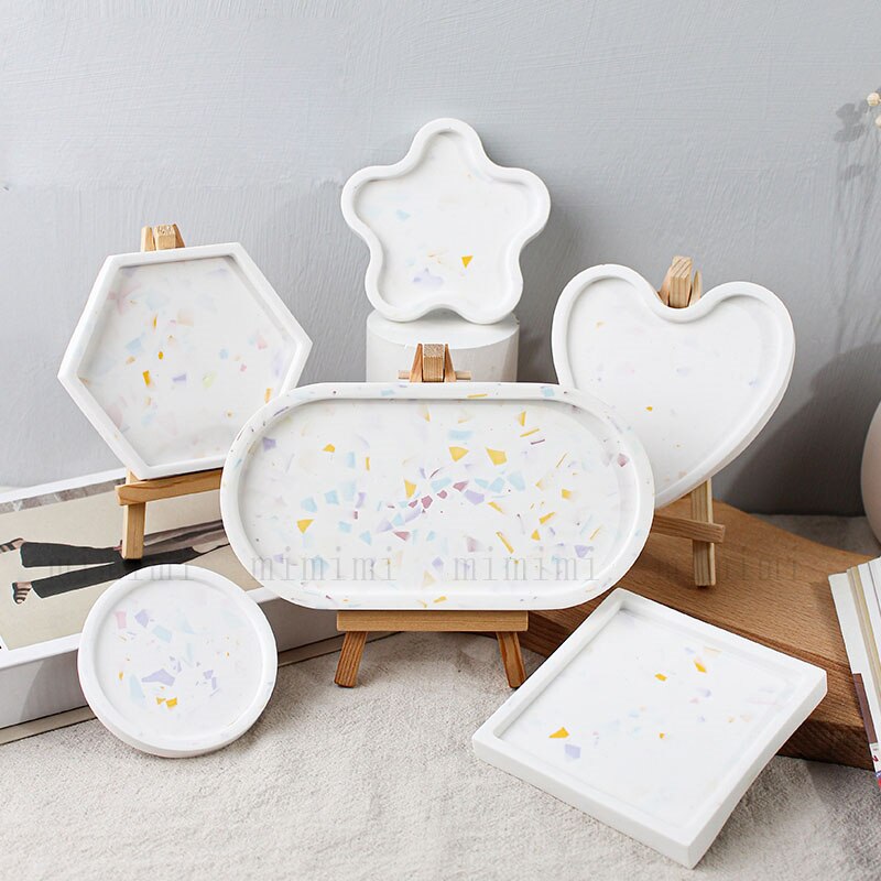 Lastryko taca silikonowa świeca zapachowa podstawa taca betonowa tynk forma w kształcie tacy Jesmonite forma okrągła owalna kwadratowa płyta