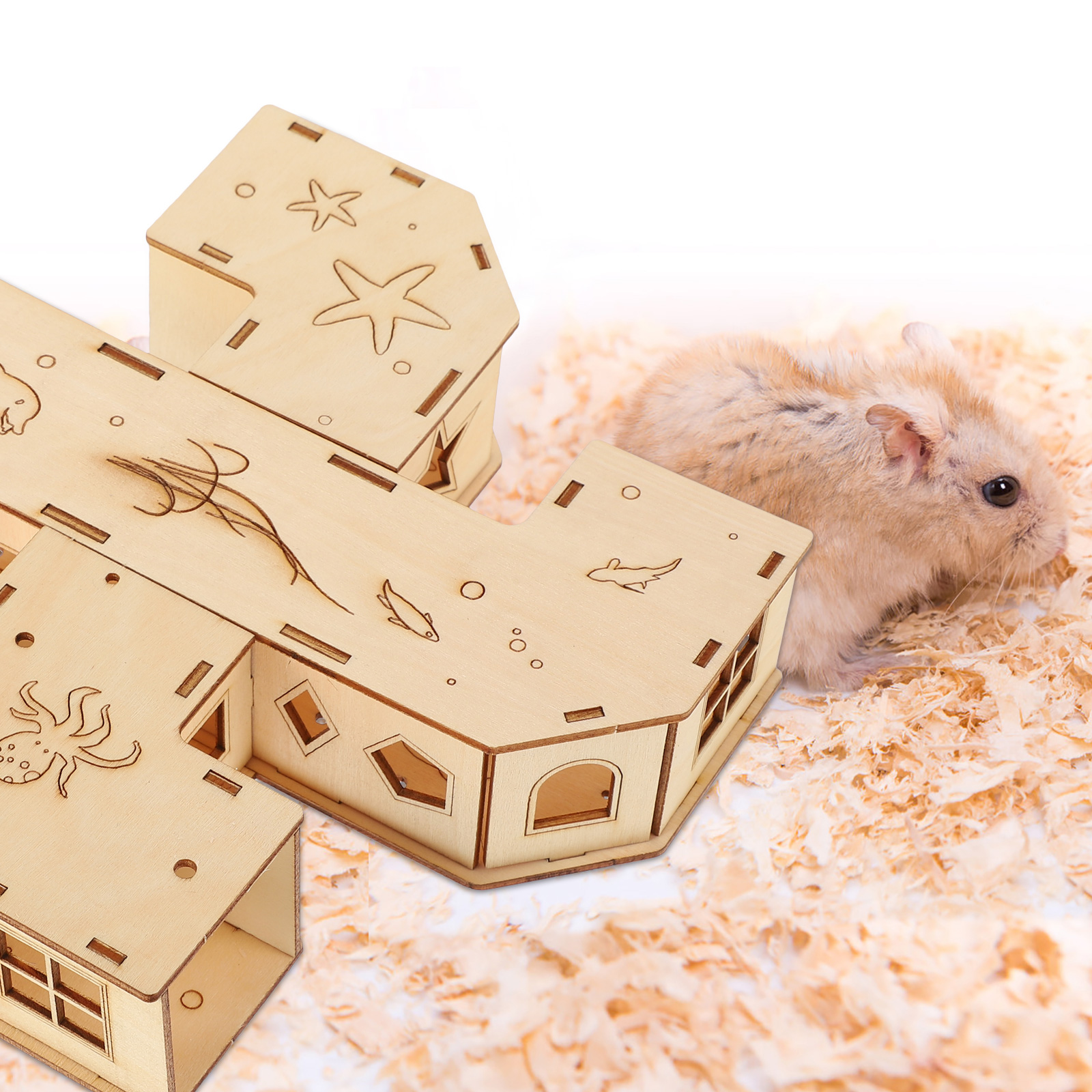 Wooden Hamster Tunnel Maze Pet Labyrinth Small Animals Exercising