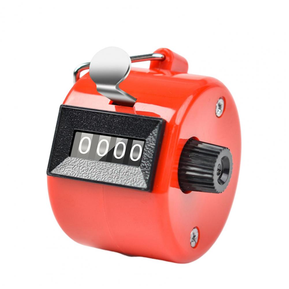 Metal Hand Tally Counter Clicker with 4 Digit Display No Battery Required Portable Mechanical Clicker Counter Sports Supply 만보기: Red