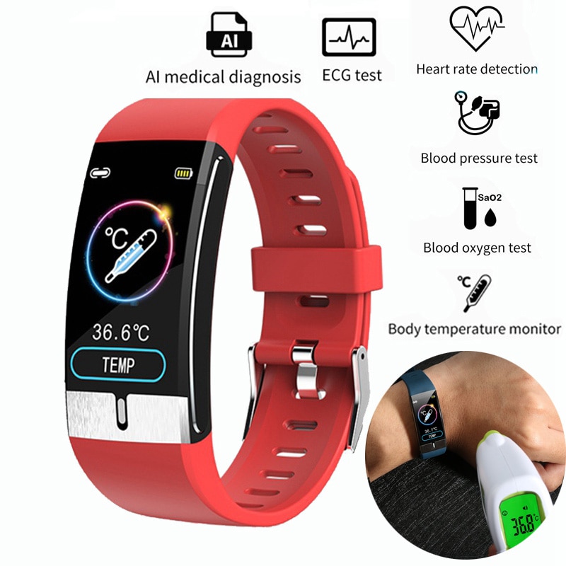ECG PPG Smart Wristband 24 Hours Body Temperature Heart Rate Blood Pressure Oxygen Monitoring Fitness Wristband Smart Bracelet