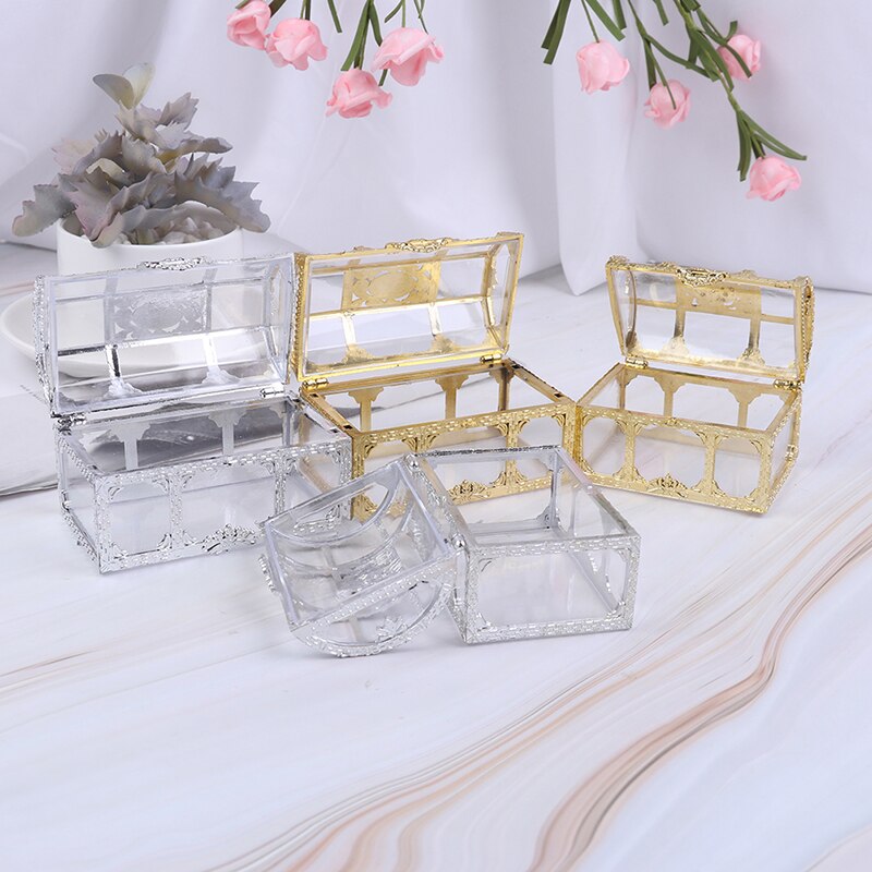 Boîte à bijoux, trésor du bibelot de l'organisateur Transparent Mini coffre de rangement pour la maison, objets de collection, maquillage de bureau en bonbons boîte à bijoux Pirate