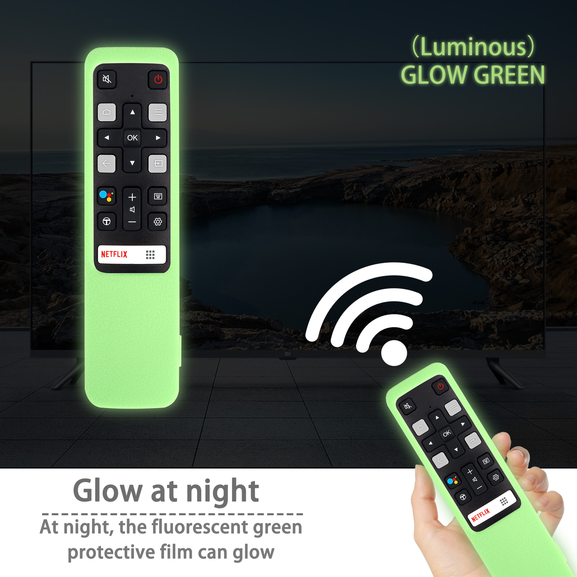 RC802V FNR1 z pilotem przypadkach dla TCL z systemem Android 4K Smart TV Netflix YouTube 49P30FS 65P8S 55C715 49S6800 43S434: green