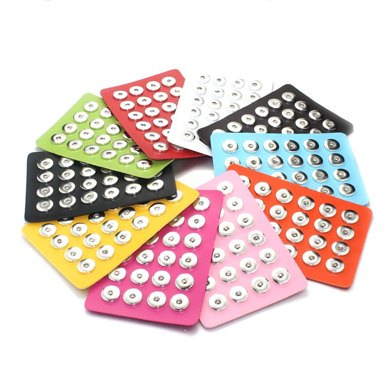 snapp smykker 18mm trykkknapp vise 10 farger svart skinn snapp vise til 24 stk smykker vise holder 8089