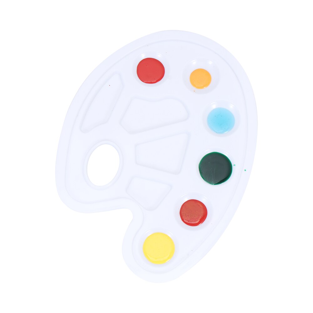 Paletas de pintura de plástico blanco para dibujo, bandeja de pintura con orificio para el pulgar, soporte para pigmento, paleta de pintura, suministros para manualidades DIY, 1 unidad