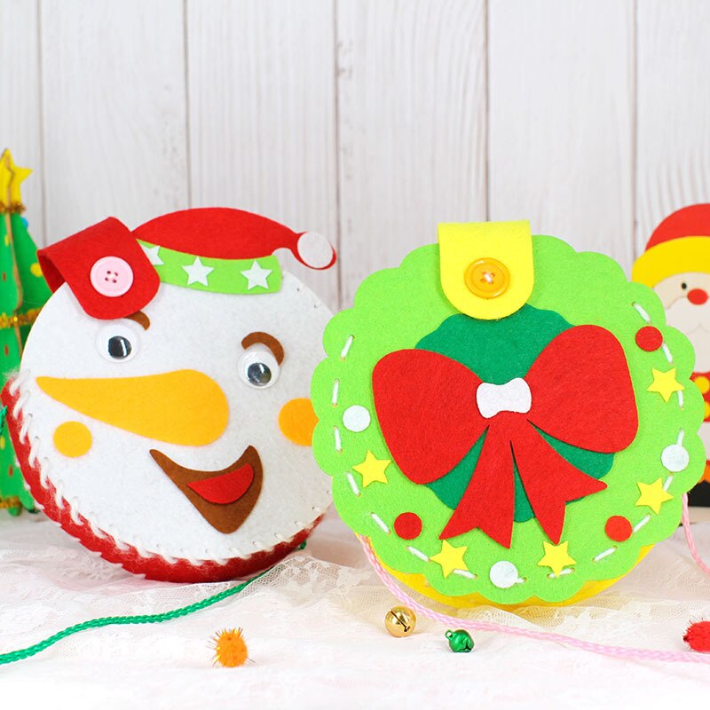 Kids DIY Christmas Handbag Non-Woven Cartoon Handmade Backpack Kindergarten Children Manual Bag Materials Kits