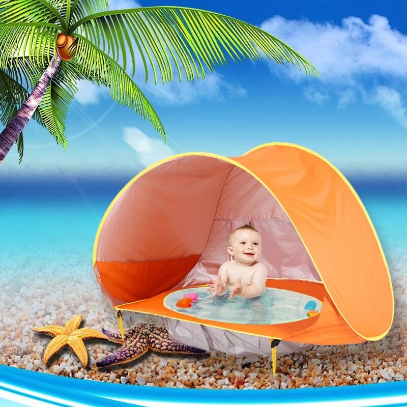 Tenda da spiaggia per bambini tenda da sole per bambini Pop-Up impermeabile tenda da sole protezione UV protezione solare con piscina per bambini campeggio esterno ombrellone spiaggia