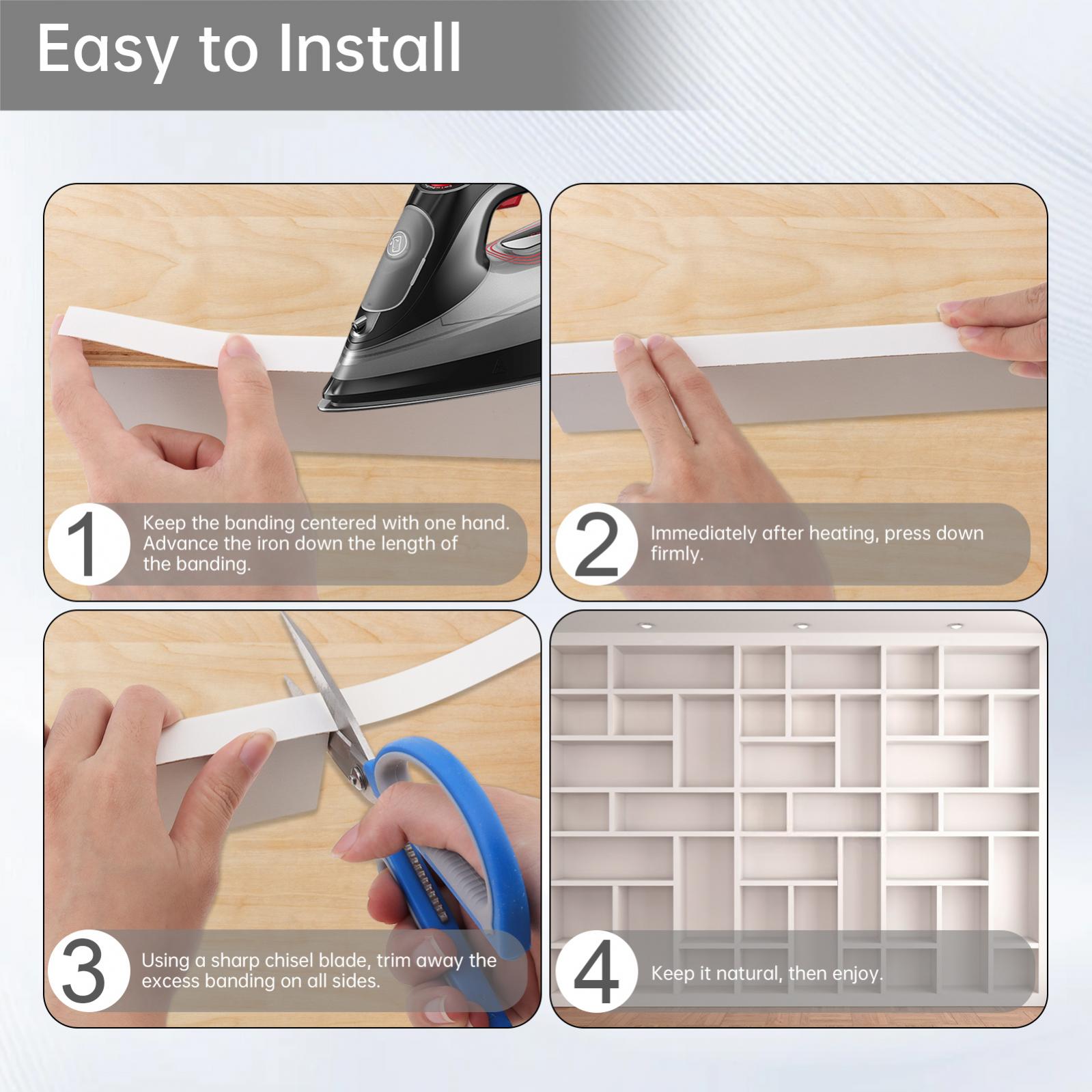 Cinta adhesiva termofusible de 15 metros para muebles, cinta de melamina, bandas para bordes, chapa prepegada, madera contrachapada para decoración de bordes de gabinete