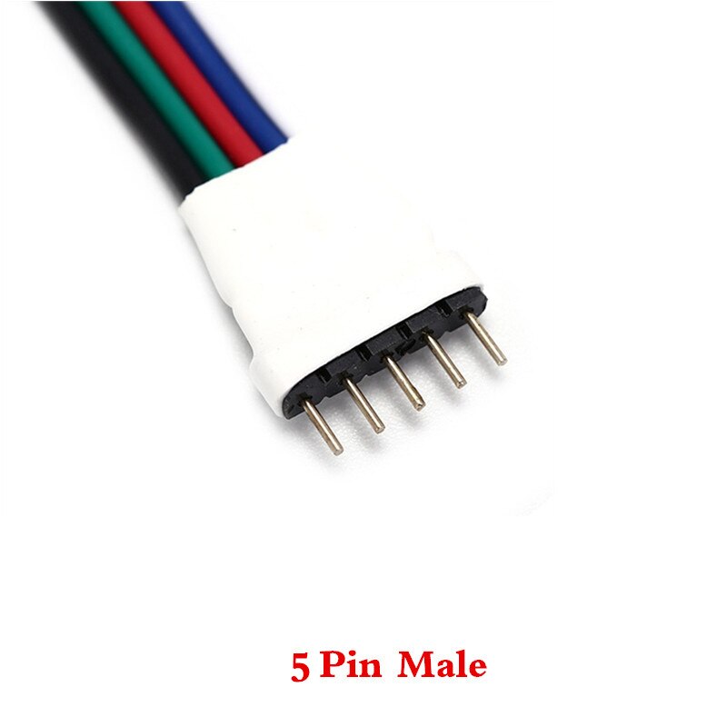 5 stk 4 pin 5 pin nål mandlig og kvindelig rgb stik ledningskabel til rgb / rgbw led strip lys forlængerledning fra strip til controller: 5 pin han