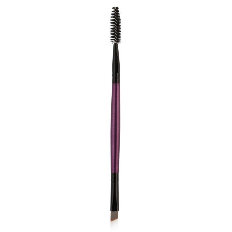 1pc 2 in1 dobbelthovede øjenbrynsbørste øjenbrynsbørste begynder blød affaset makeup-sæt til øjenblanding kosmetisk øjenværktøj: Lilla sort