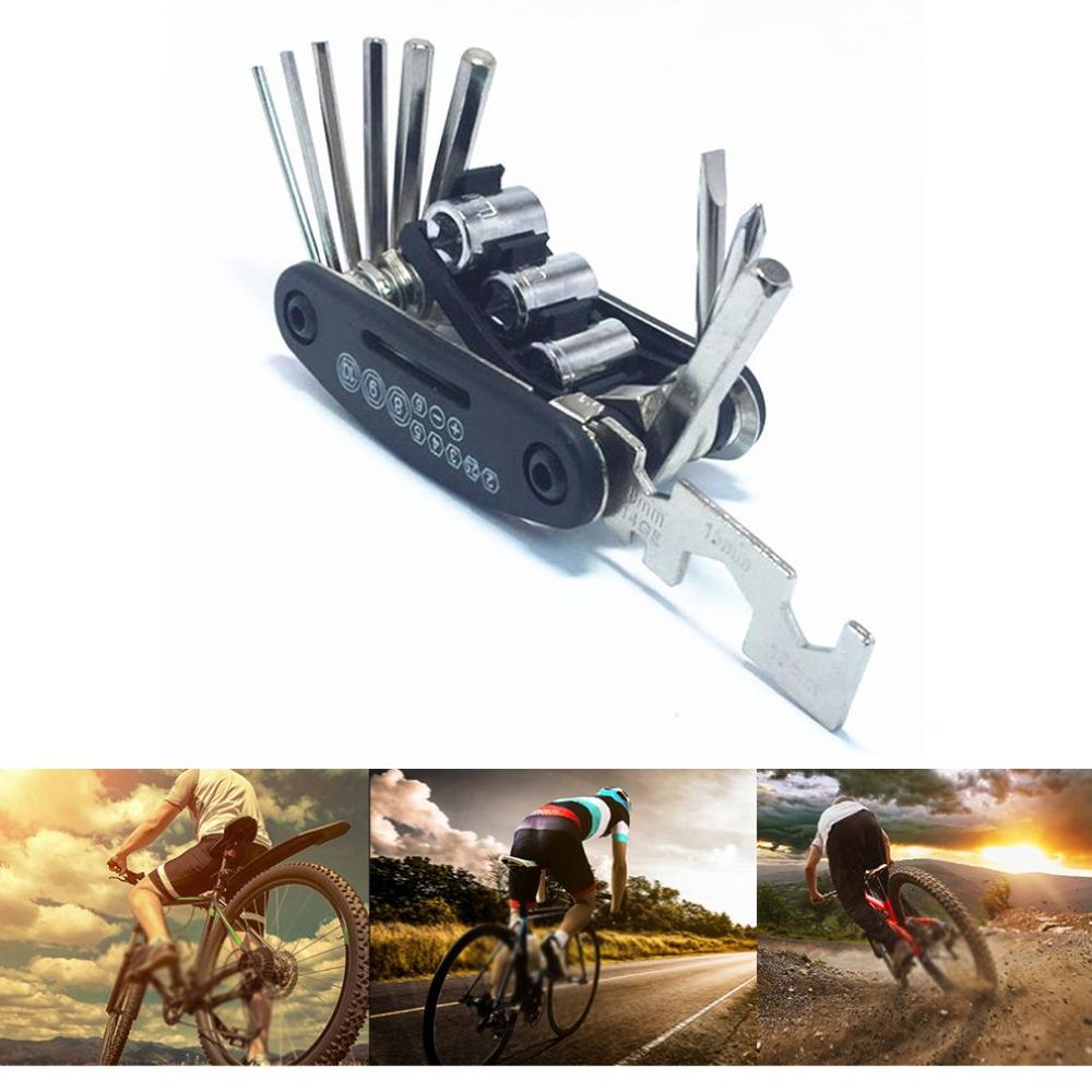 Bicycle Bike Tools Repairing Set 15 In 1 Multifunction Bike Repair Kit Cycle Wrench Screwdriver Chain Carbon Steel Bicycle Tool