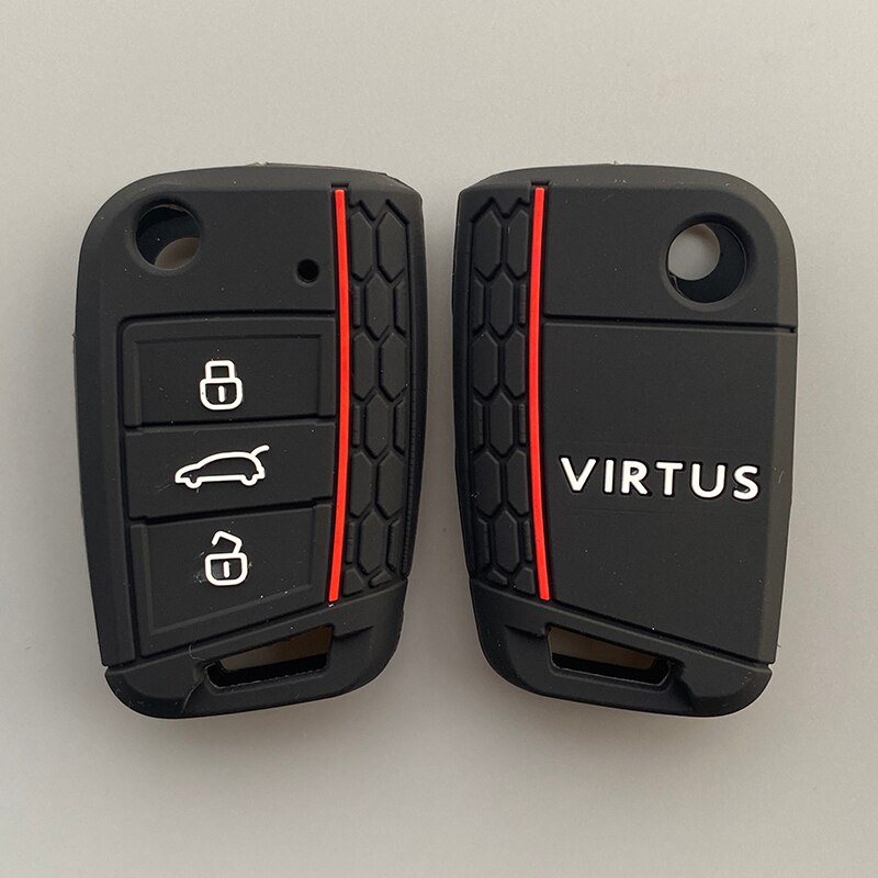 Funda de Gel de sílice para llave de coche, cubierta de 3 botones para Volkswagen Golf 7 mk7 Seat Ibiza Leon FR 2 Altea Azteca para Skoda Octavia: black A