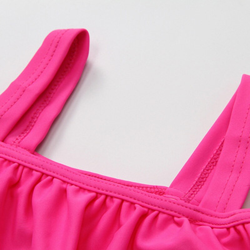 Lovely Toddler Kid Baby Girls Pink Bikini One-Piece Suits Off Shoulder Lace Swimwear Swimsuit Beachwear Bathing Suit