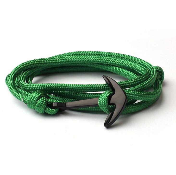 Kotwica bransoletki mężczyźni Double strand Nautical Survival Rope bransoletka Paracord kobiety czarna klamra sportowa ze stali nierdzewnej: Dark green rope