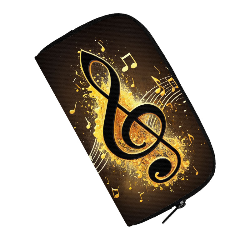 Aquarell Malerei Musiknote Muster Brieftasche Klavier Tastatur Karte Schlüssel Halter Münze Geld Geldbörse Lippenstifte Tasche Lange Brieftaschen: Beige