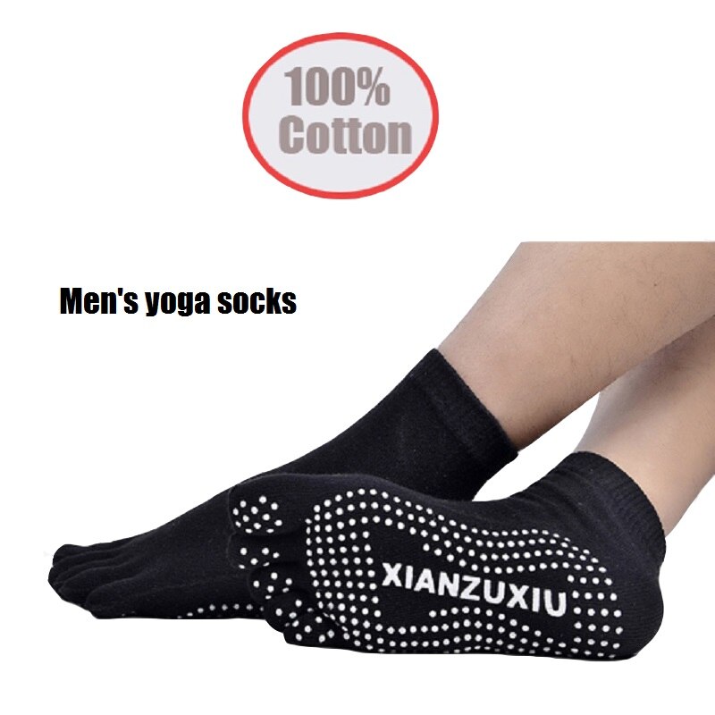 4 Pair/Lot Men's Cotton Yoga Socks Breathable Non-slip Health Care Five Finger Toe Massage Socks Deodorant Anti Skid Socks