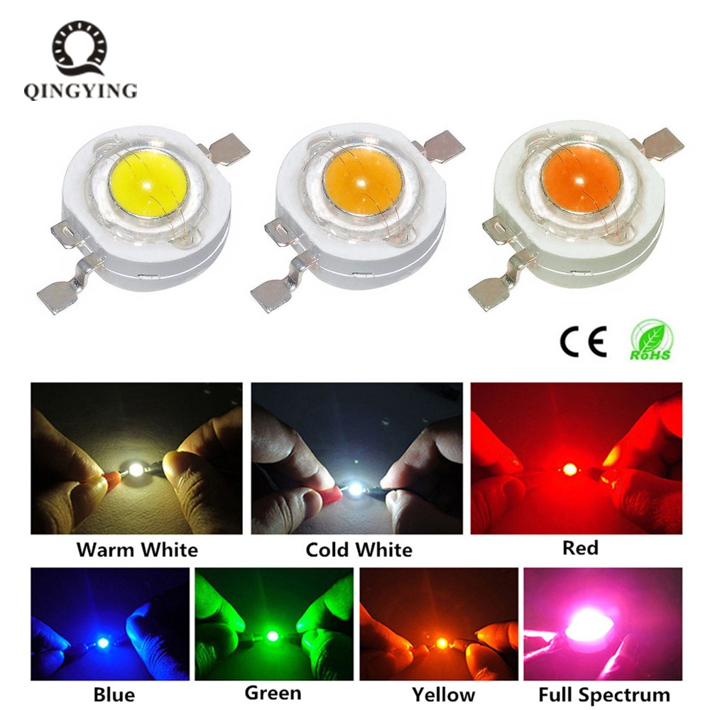 10 stücke 1 W 3 W High Power LED Licht-Emittierende Diode LEDs Chip SMD Warm Weiß Rot Grün blau Gelb Für Scheinwerfer Downlight Lampe Birne