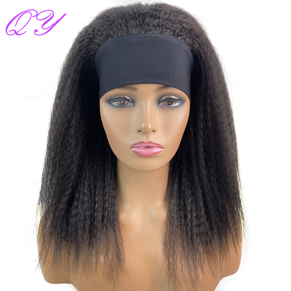 Pelucas de diadema rectas africanas sintéticas, peluca de peinado de longitud media negra Natural para mujer, pelo Afro Yaki rizado para uso diario para mujer
