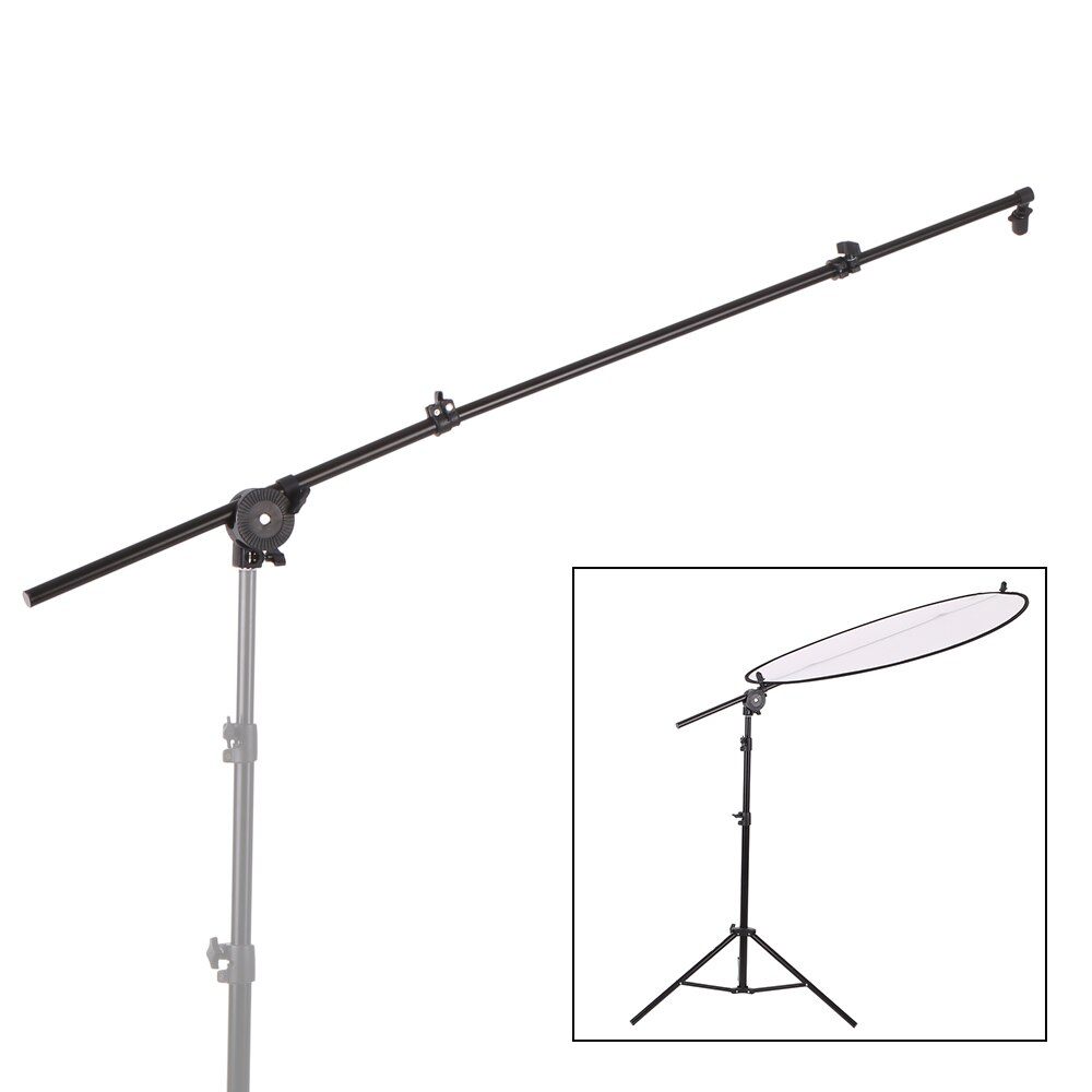 Extendable Photo Studio Photography Reflector Diffuser Holder Stand Boom Arm Support withClip Flexible Swivel Grip Head Clamp