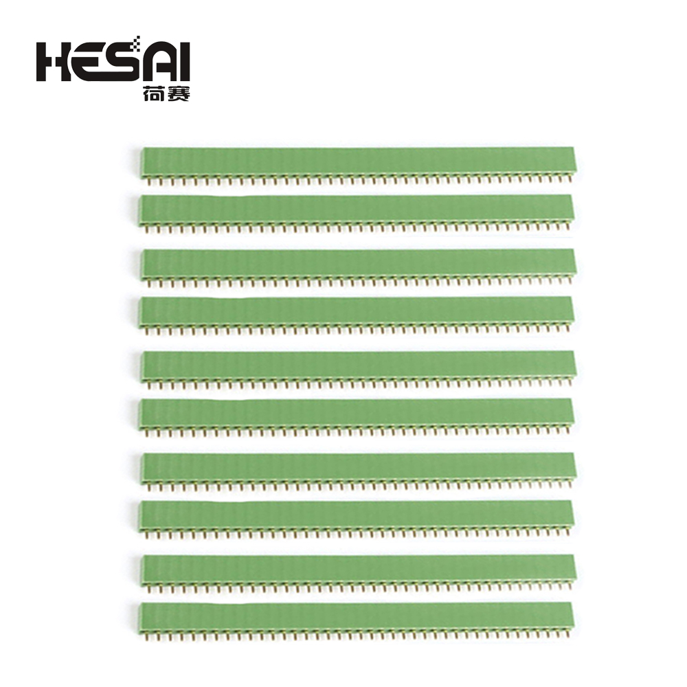 10 Uds 2,54mm de una sola fila hembra PCB placa Pin Header conector tira Pinheader 1x40 pin enchufe colorido: Verde